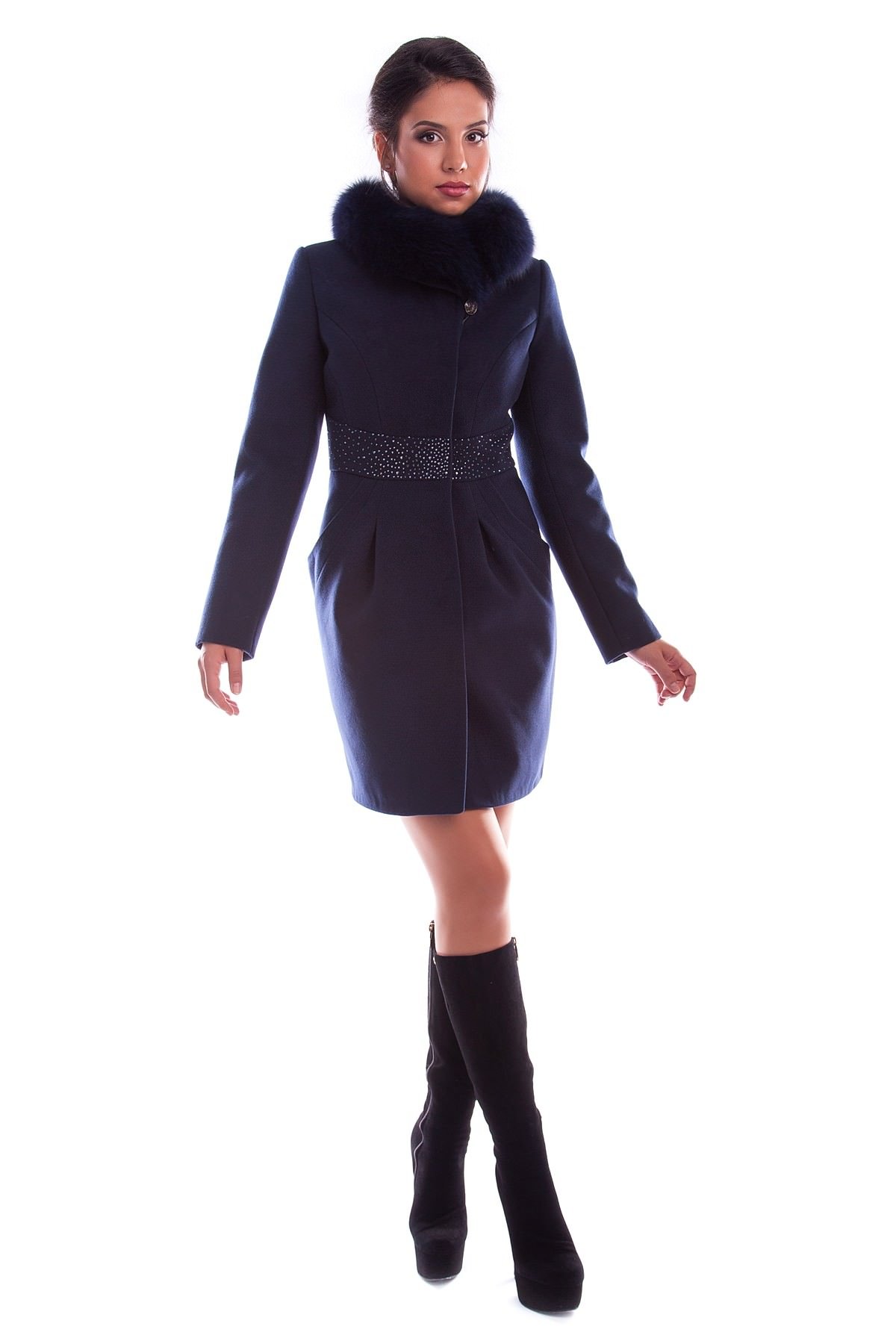 Женское пальто с мехом оптом от Modus Пальто Сана песец зима