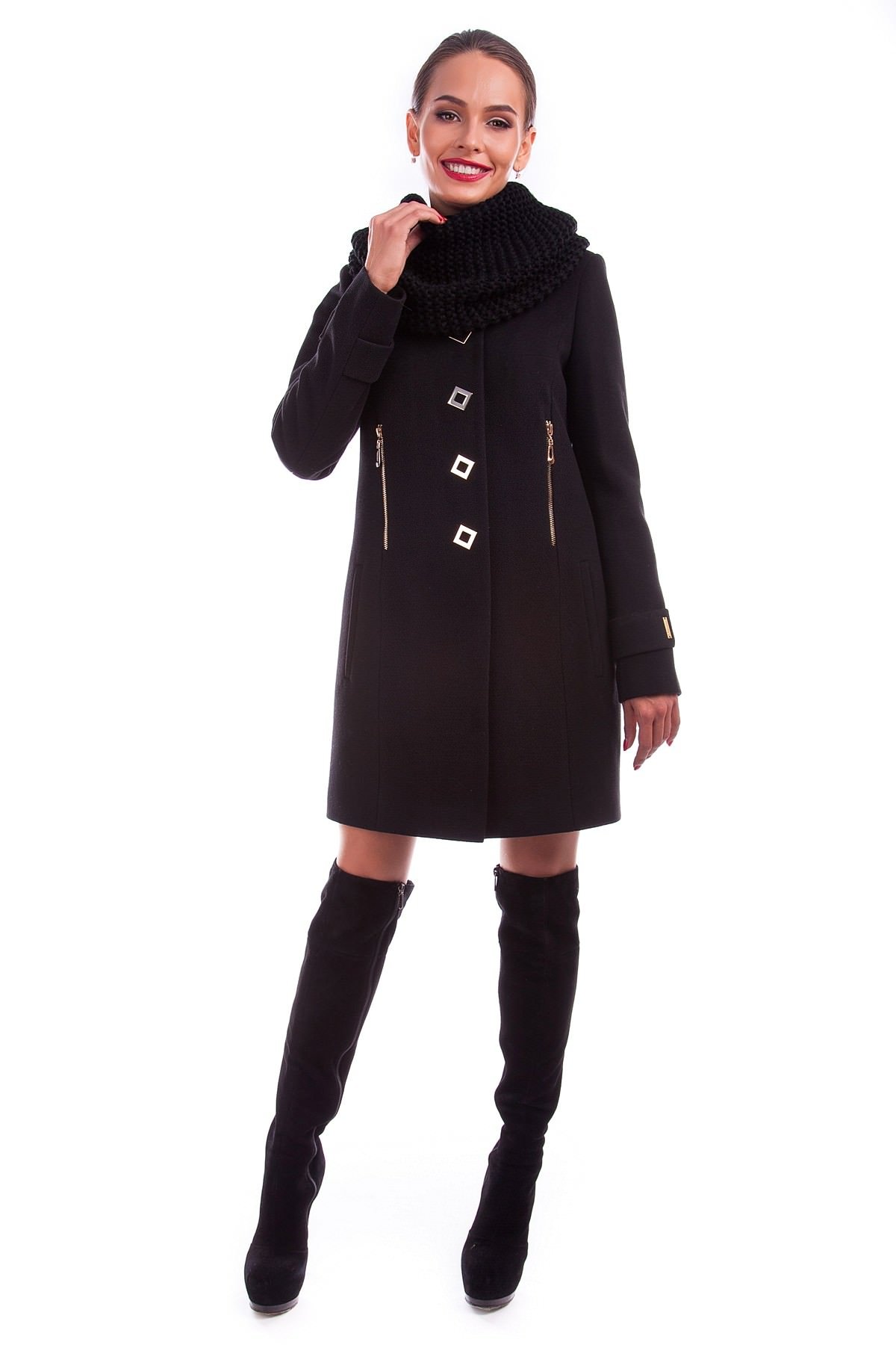 Купить оптом женское пальто недорого Пальто Палермо хомут зима