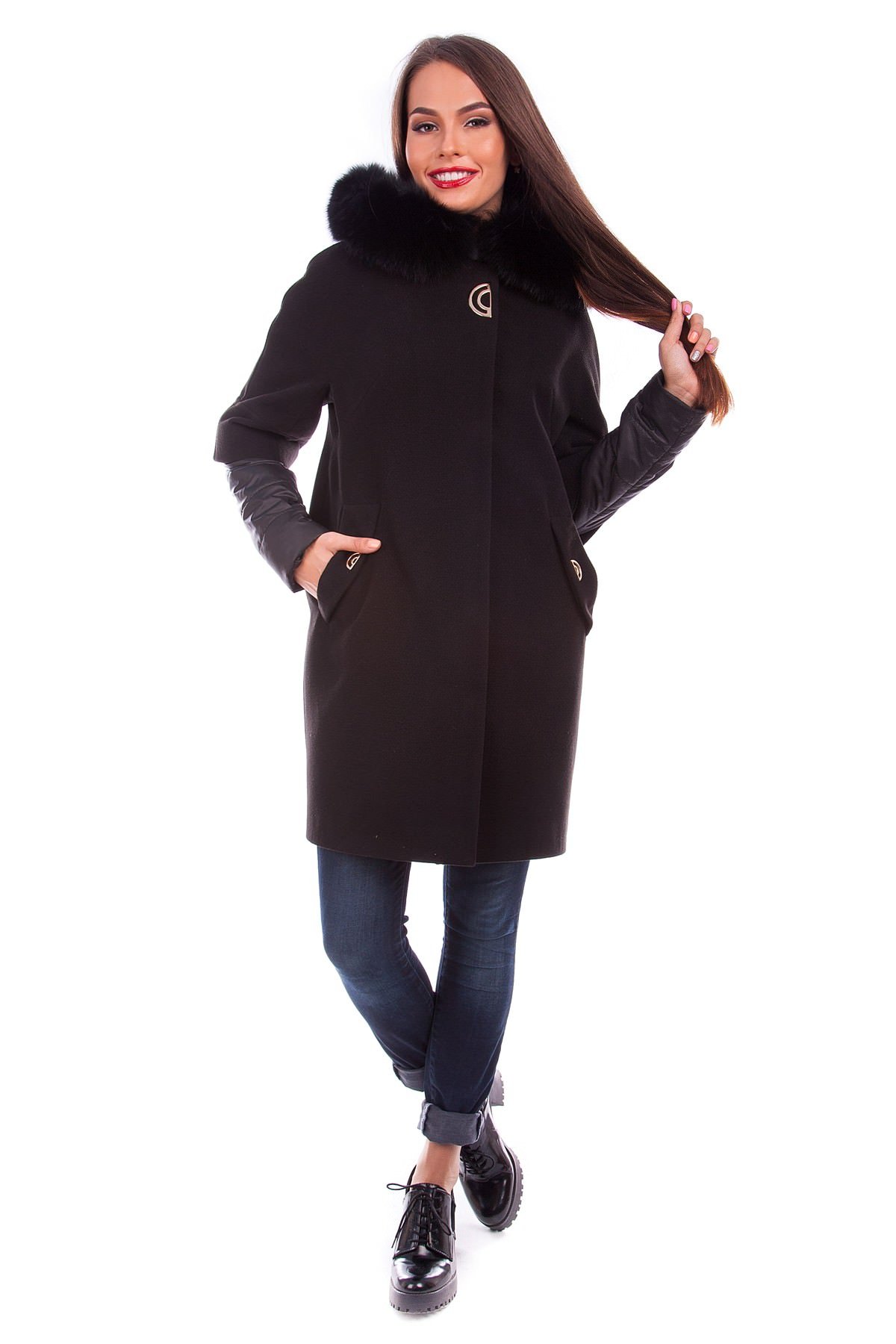 Модус женская одежда оптом недорого Пальто Твикс зима песец