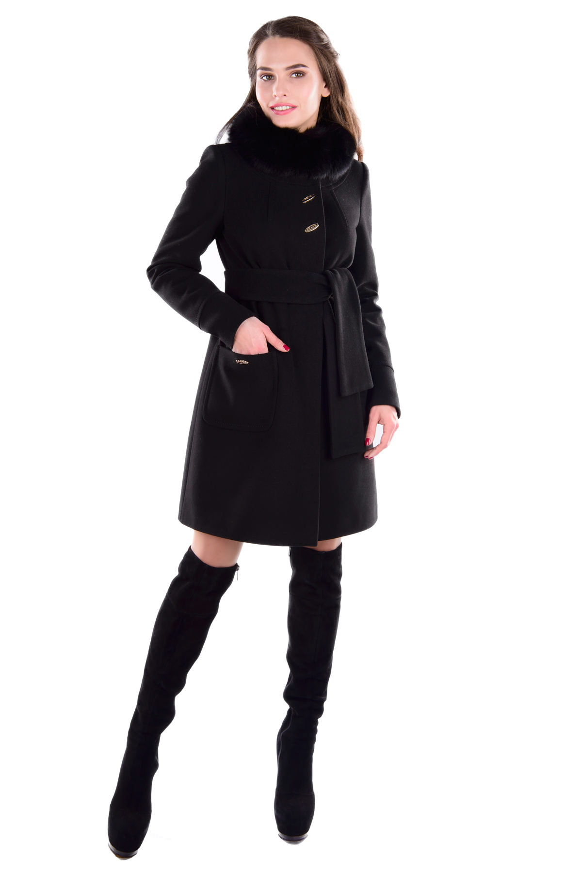 Женское пальто с мехом оптом от Modus Пальто Ницца турция элит зима песец