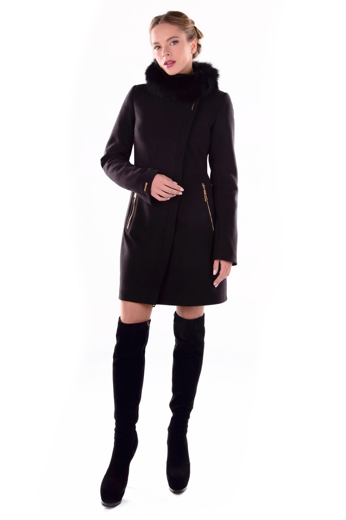 Женское пальто с мехом оптом от Modus Пальто Эльпассо зима песец турция элит
