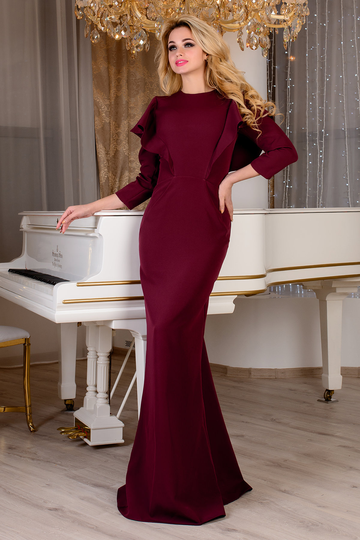 Купить оптом трикотажные платья в Украине Платье Ариель 3/4 костюмка креп