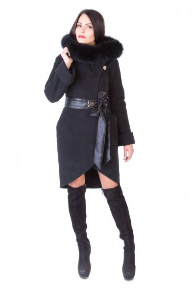 Пальто с мехом Буэно Цвет: Черный