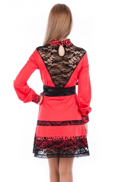 Платье Диара Цвет: Коралл с черным
