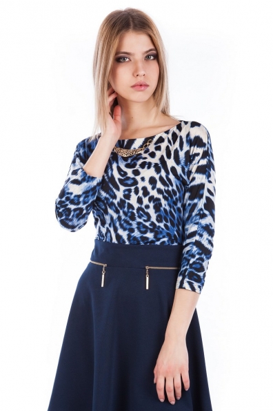 Платье Лорен Цвет: Леопард темно-синий