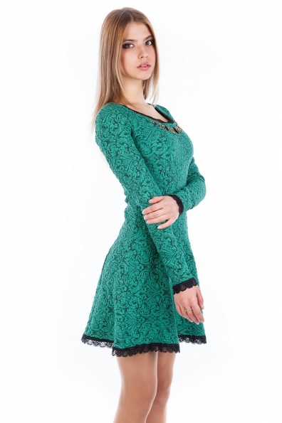 Платье Мери жаккард Дамаск Цвет: Темно-зеленый