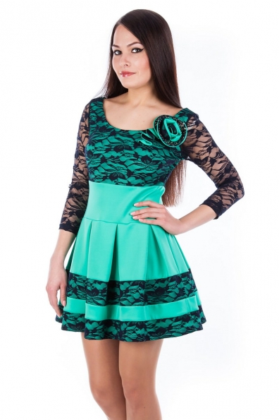Платье Николь color Цвет: Светло-зеленый с темно-синим