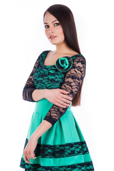 Платье Николь color Цвет: Светло-зеленый с темно-синим