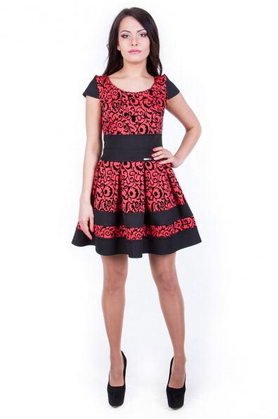 Платье Синди креп-флок Цвет: Коралл