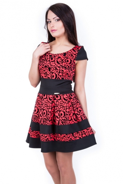 Платье Синди креп-флок Цвет: Коралл