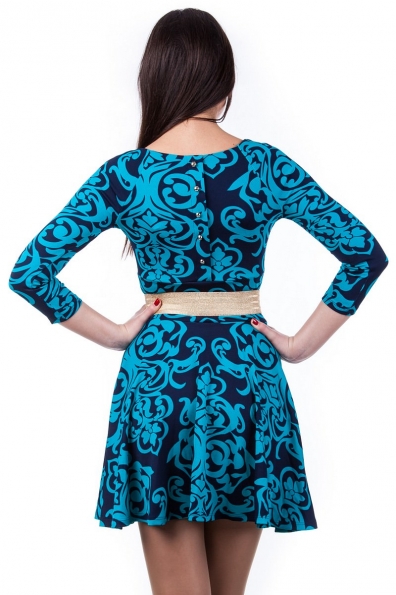 Платье Розали 3/4 Цвет: Темно-синий с бирюзой