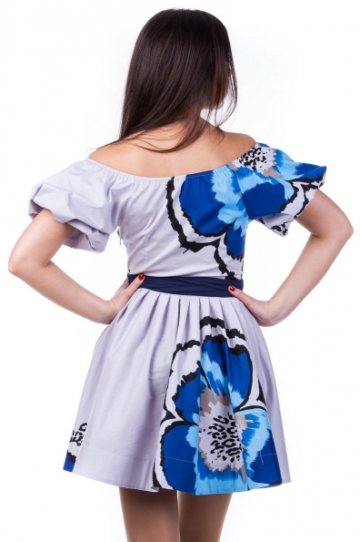 Платье Таша Цвет: Серый с синим