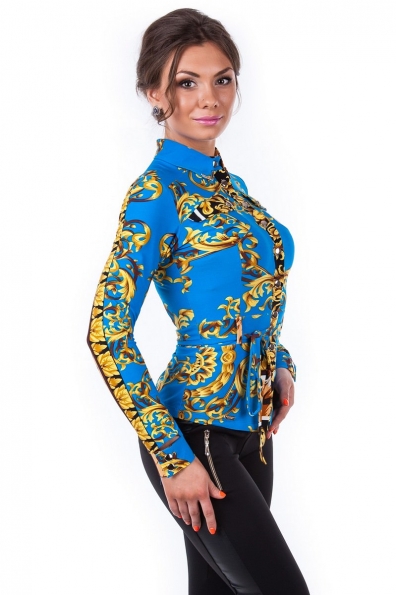 Блуза Пэнни длинный рукав Цвет: Желтый с голубым