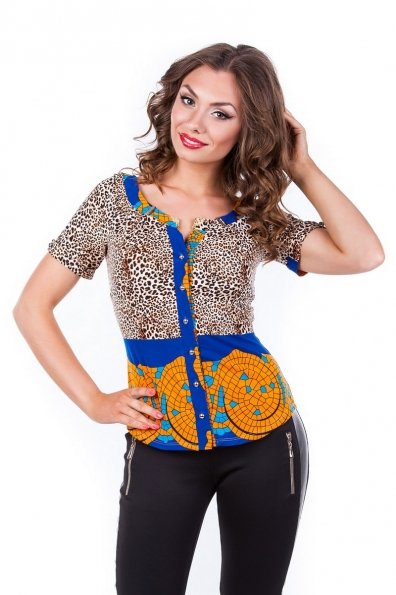 Блуза Рикко Цвет: Леопард электрик с оранжевым