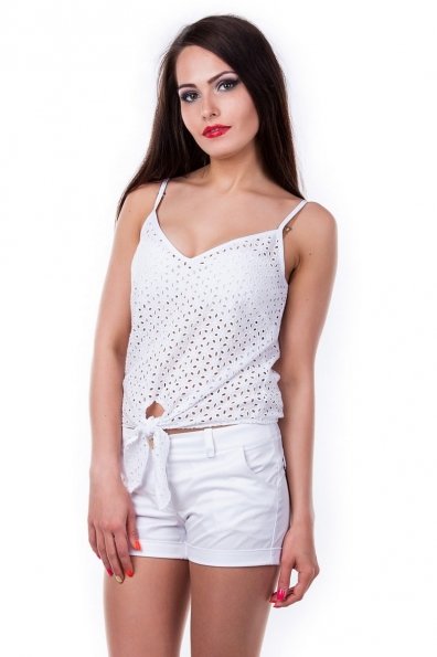 Блуза-топ Лайза 2500 Цвет: Белая крупная перфорация