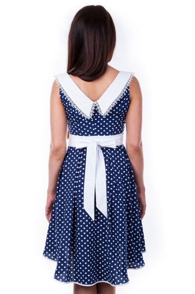 Платья Монти Цвет: Темно-синий горох белый средний