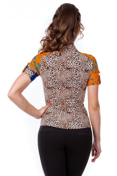 Блуза Пэнни к/р 2229 Цвет: Леопард электрик оранжевый