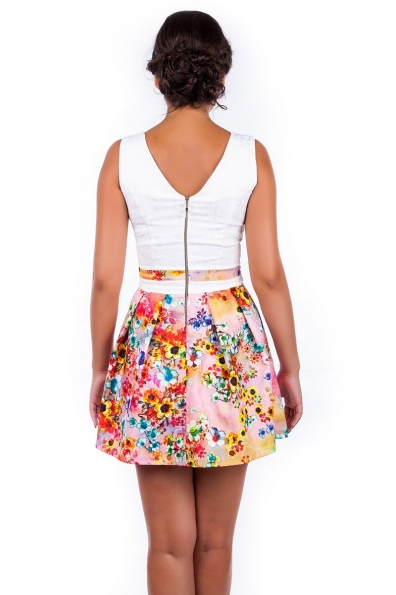 Платье Джеки Цвет: Белый розовые цветы