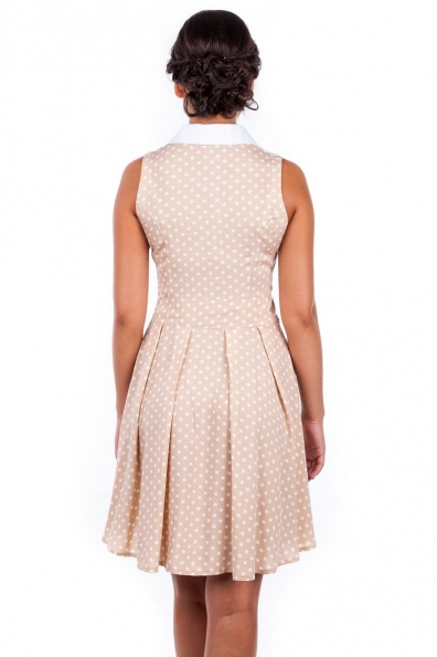 Платье Фрутти Цвет: Бежевый, Горох белый средний