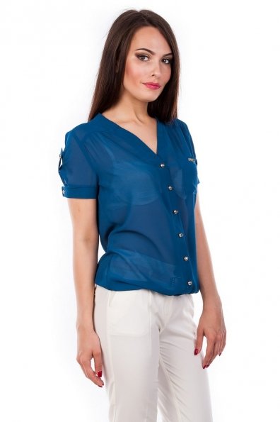 Блуза Кумир креп короткий рукав Цвет: Синий мурена