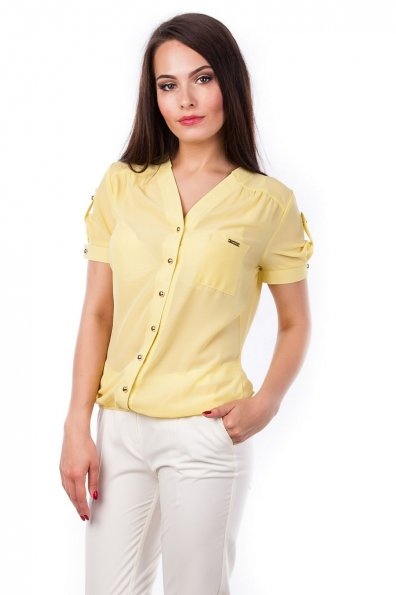 Блуза Кумир креп короткий рукав Цвет: Желтый