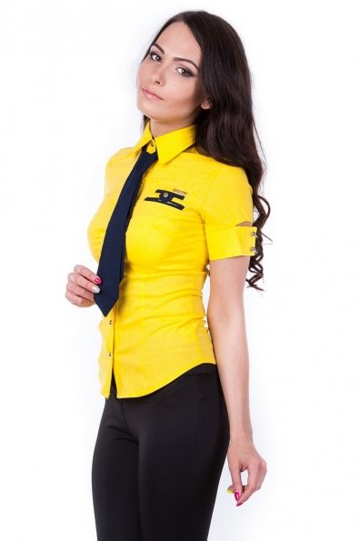 Блуза Кесси короткий рукав Цвет: Желтый с темно-синим