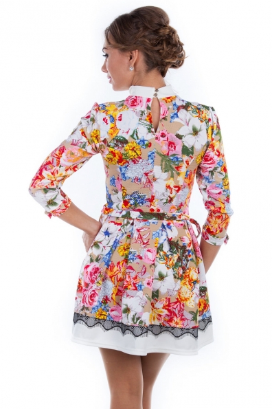 Платье Орнелла принт Цвет: Бежевый цветы - молоко