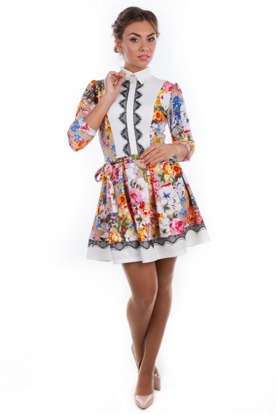 Платье Орнелла принт Цвет: Бежевый цветы - молоко