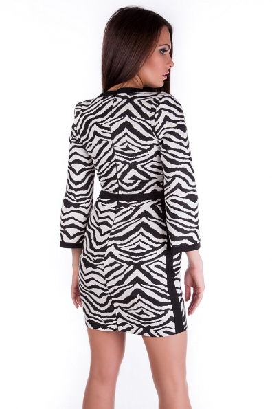 Платье Лора жаккард Цвет: Белый / черный зебра