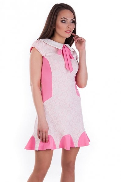 Платье Стефани 3536 Цвет: Розовый /белый