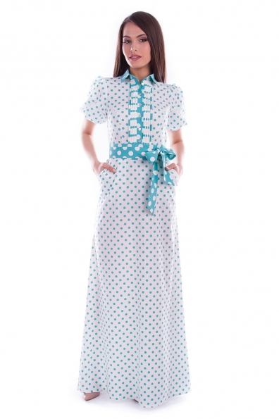 Платье CHERRY принт Цвет: Молоко Горох/мята средний №6