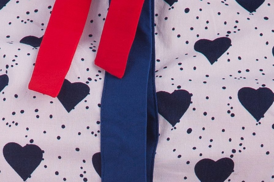 Блуза Джуси хлопок стрейч принт Цвет: Белый Тёмно-синий сердце+точки D5 С# 2