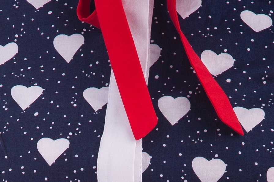 Блуза Джуси хлопок стрейч принт Цвет: Тёмно -синий Белый сердце+точки D5 С#1