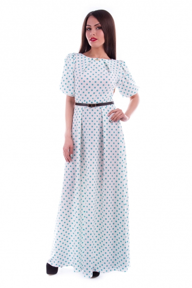 Платье Марта вискоза принт Цвет: Молоко Горох/мята средний 6
