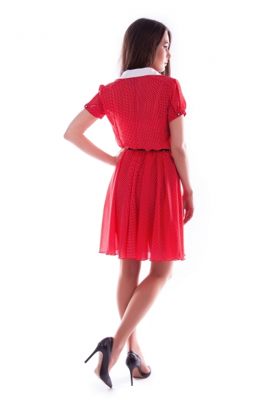 Платье Ванесса шифон принт Цвет: Красный Горох/бел мелк 2