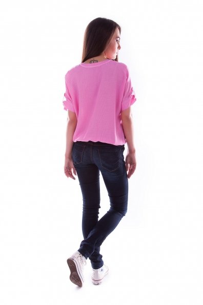 Блуза Пандора штапель Цвет: Розовый 2 Горох/белый мелкий