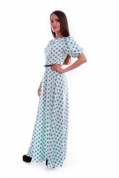 Платье Марта вискоза принт Цвет:  Молоко Горох/мята крупный 6