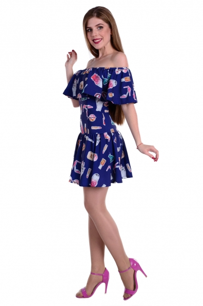 Платье Майами вискоза принт Цвет: Синий, дамские аксессуары