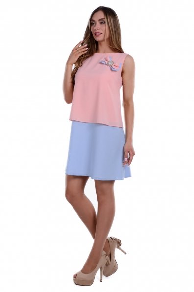 Платье Юмина 133 Цвет: Персик / голубой