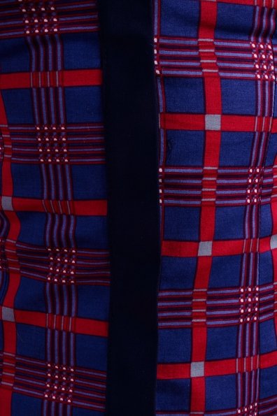 Блуза Джуси коттон стрейч Цвет: Тёмно-синий / красный клетка