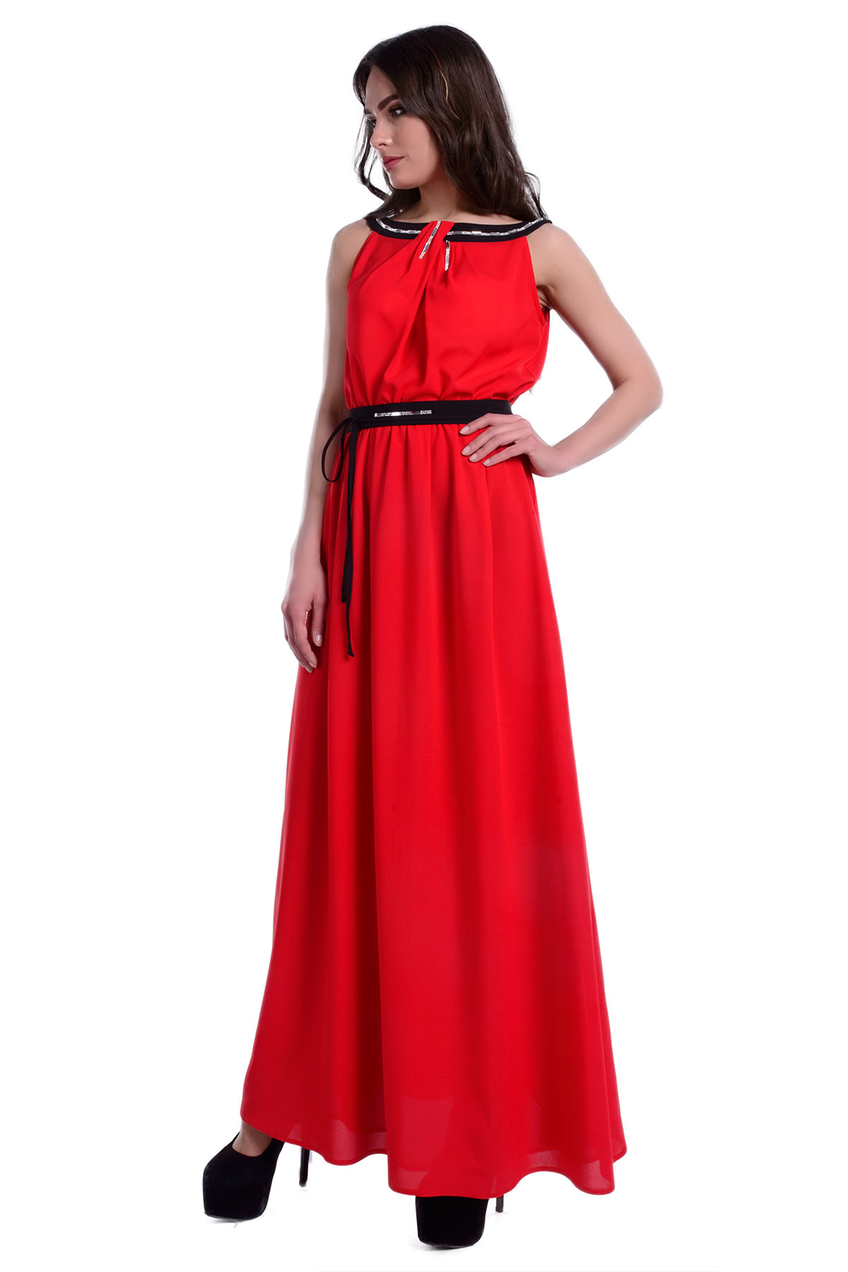 Платье Бали креп шифон АРТ. 6273 Цвет: Красный / черный - фото 2, интернет магазин tm-modus.ru