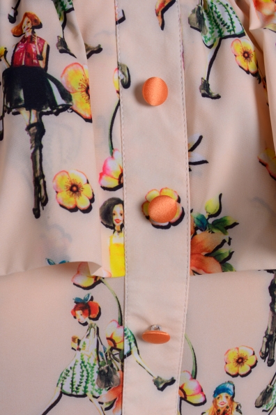 Платье Сафо принт шифон микро масло Цвет: Персик девуш. Цветы