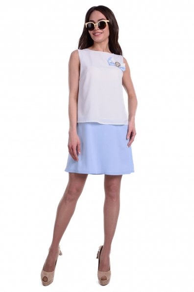 Платье Юмина 133 Цвет: Молоко / голубой