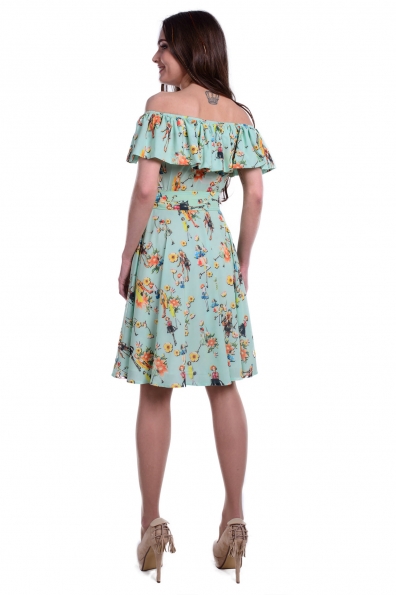 Платье Сафо принт шифон микро масло Цвет: Мята девуш Цветы