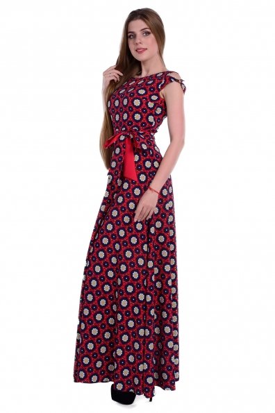 Платье Жадор 180 Цвет: Тёмно-синий / красный Орнамент