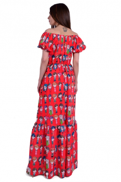 Платье Сен-Тропе лайт принт креп шифон Цвет: Красный Разноцв молодежь