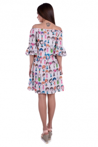 Платье Франсуаза принт креп шифон Цвет: Молоко Разноцветная молодежь,