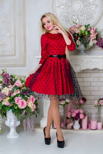 Платье Кинелла Цвет: Красный сердечки