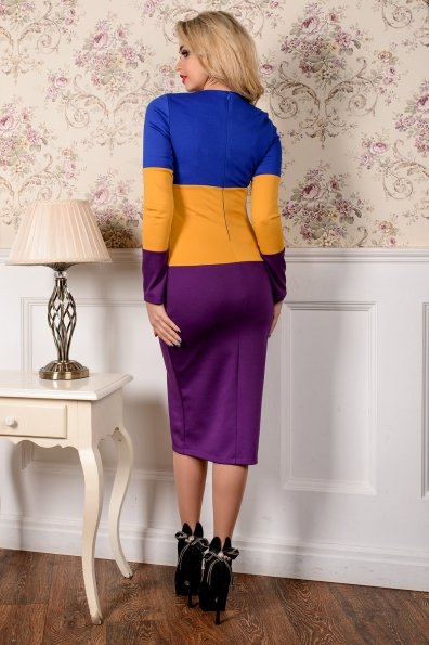 Платье Альфа Макси 764 Цвет: Электрик/горчица/фиолет