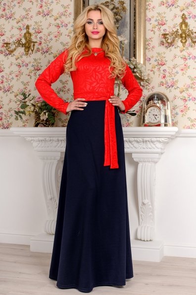 Платье Адель комби Цвет: Темно синий / красный